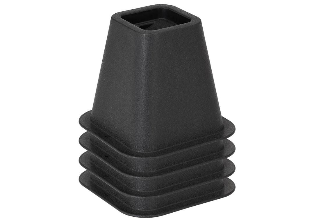 Simplify 6 Inch Bed Riser | Pack of 4 | Bed & Furniture Lifter Wheel Grooves | Under-Bed Storage | Bedroom & Dorm | Black