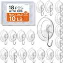18 Pack Suction Cup Hooks Max Load 10LB, 1.77Inch Suction Cup Hook for Glass Window, Reusable, Suitable for Glass, Windows, Bathrooms, Kitchens, Tiles, Shower Cubicles