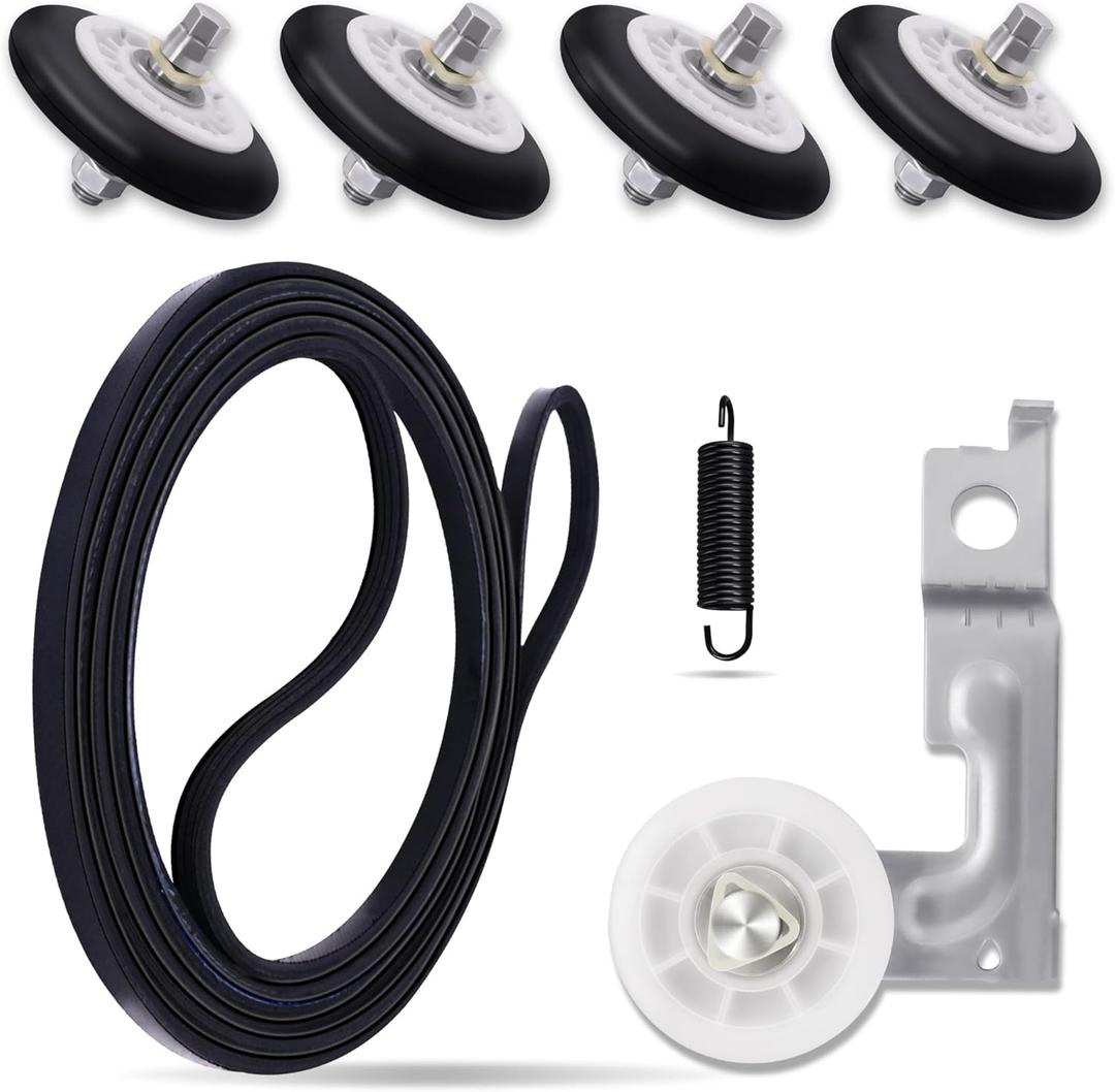 Dryer Roller Repair Kit - Includes 4400EL2001A Dryer Belt, 4561EL3002A Idler Pulley, 4pc 4581EL2002C Dryer Drum Rollers - Fit for LG DLE7177RM DLE3170W DLE7300WE DLE7300VE DLE7177WM DLEX3001R DLE1101W