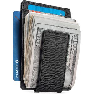 Money Clip Leather Wallet For Men Slim Front Pocket RFID Blocking with Super Strong Magnetic (Crosshatch Black)