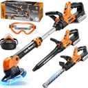 3-IN-1 Kids Garden Tools with Lights and Sounds, Weed Wacker Toy, Leaf Blower Toy, and Hedge Trimmer, Yard Tools Outdoor toys for Boys Pretend Role Play, Christmas Birthday Gifts for Kids 3,4,5,6,7,8+, Small