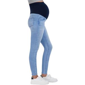 Savi Parker Womens Maternity Jeans Over The Belly - Pregnancy Clothes for All Seasons, Maternity Pants (Blue, L)