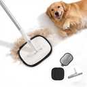 Pet Hair Remover for Cat & Dog, Reusable Pet Hair Removal Tool with Adjustable Long Handle for Pet Fur on Carpet Stair Couch, Electrostatic Carpet Rake Brush Squeegee for Floor & Glove 3 in 1