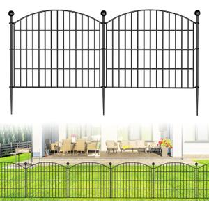 No Dig Decorative Garden Fence Animal Barrier - 5 Panels - 24 in (H) x 10 ft (L) - Dog Fence Outdoor for Yard, Rabbits and Small Pets - Tall Rustproof Metal Wire Fencing Border for Garden and Patio