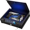 Biometric Gun Safe with 3 Unlock Ways - ≤0.1s Fast Fingerprint Access, Voice Prompt Function, Secure Steel Lockbox, Fits Handguns & Revolvers, Perfect for Living Room, Bedroom Storage & In-Car Use