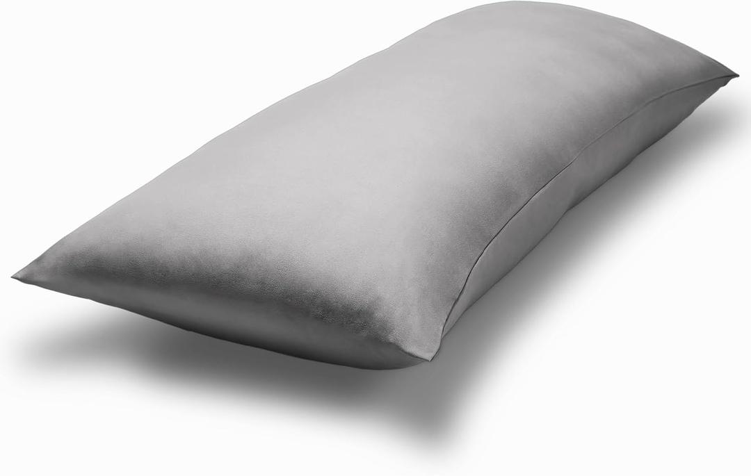 Bare Home Microfiber Body Pillow Cover - Ultra Soft - Cooling Pillowcase - Double Brushed - Pillowcase with Zipper Closure - Easy Care (20''x54'' Body Pillow Cover, Light Grey, Pack of 2)