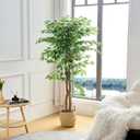 VECELO Artificial Ficus Tree with Sturdy Nursery Pot, 5FT Faux Silk Plant for Indoor Outdoor Home Garden Decor, 1 Pack