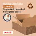 BOX USA 18144 Flat Corrugated Cardboard Box 18" L x 14" W x 4" H, Kraft, For Shipping, Packing and Moving (Pack of 25)