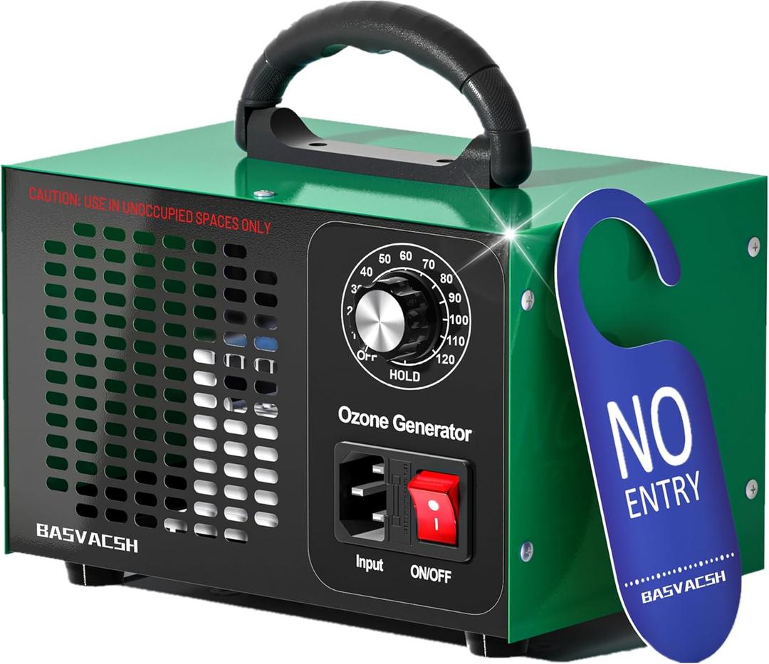 Ozone Generator 45,000mg/h, Industrial/Home O3 Air Purifier Deodorizer for Areas of 2500 Square Feet - High Capacity Ozone Machine Air Ionizer Odor Clean for Rooms, Smoke, Cars, Pets (Green)