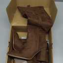 SERAIH Womens Over The Knee Thigh High Boots Faux Suede Pointed Toe Side Zipper Chunky Block Heel Stretch Boots (8.5, Coffee)