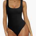 REORIA Bodysuit for Women Scoop Neck Sleeveless Tank Top Bodysuits 2025 Sexy Thong Bodysuit Basic Leotards for Women 2XL