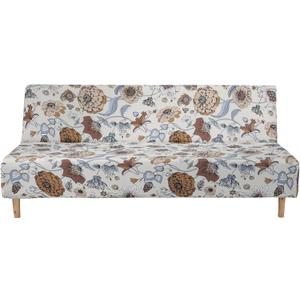 MIFXIN Armless Futon Slipcover Folding Sofa Cover Stretch Elastic Washable Fabric Couch Sofa Bed Furniture Protector Slip Cover for Living Room Kids Pets (Floral Khaki)