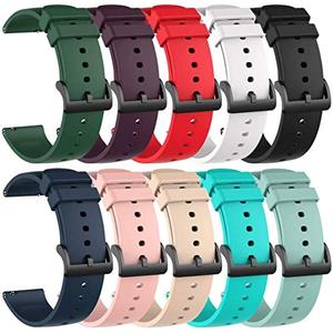 FitTurn [10-Pack] Compatible with 22mm Soft Silicone Glossy Replacement Wristband Sport Band Bracelet for Men/Women