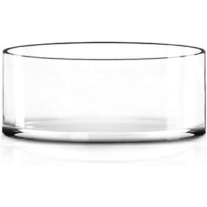 CYS EXCEL Extra Wide Glass Cylinder Vase 10 Inch Diameter x 4 Inch Height Large Clear Flower Vase for Centerpieces Floating Candles Terrariums or Succulents