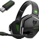 NUBWO G06 Dual Wireless Gaming Headset with Microphone for PS5, PS4, PC  23ms Low Latency Audio  100Hour of Playtime  50mm Drivers (BlackGreen)