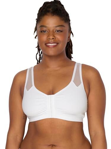 Fruit of the Loom Women's Comfort Front Close Sport Bra with Mesh Straps, White, 36