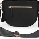 FEIBOON Spacious Nylon Crossbody Bag Bum Bag Handbags Wallets Purses Trendy Shoulder Bag for Women (black)
