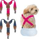 2 Pieces Dog Diaper Suspenders, for Dog Diaper Female and Belly Band for Male, Prevent Dog Diapers from Falling Off,Diapers Suspender for Dog in Heat/Period (Navy Blue & Pink, S/M)