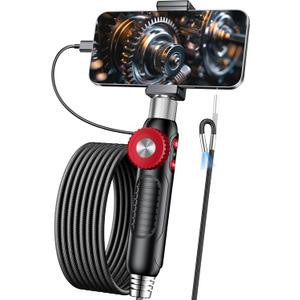 Two-Way Endoscope Camera with Light [360Rotation],1920P HD, Borescope for iPhone IP67 Waterproof Automotive Engine Plumbing HVAC Inspection 6.2 mm Lens Industrial