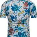 TUNEVUSE Men Floral Shirt Short Sleeve Button Down Flower Shirt Summer Beach Hawaiian Shirt Cotton (Blue, XL)