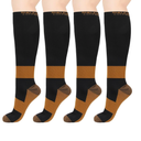 MELERIO Copper Compression Socks Men Women 4 Pairs 15-20 mmhg Comfortable Circulation for Edema Varicose Veins and Anti-Fatigue S/M