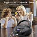 LONPOO CD Player Portable Boombox with FM Radio/USB/Bluetooth/AUX Input and Earphone Jack Output, Stereo Sound Speaker & Audio Player,Black