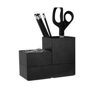 Bostitch Office Konnect Desk Organizer Accessory Tray & Storage Cup Bundle, Stacks for Desktop Storage,Makeup Organization, Black