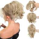 CJL HAIR Claw Clip Short Ponytail Hair Extensions DIY Bendable Metals Messy Bun Hair Piece for Women Straight Synthetic Fake Hairpieces Dirty Blonde