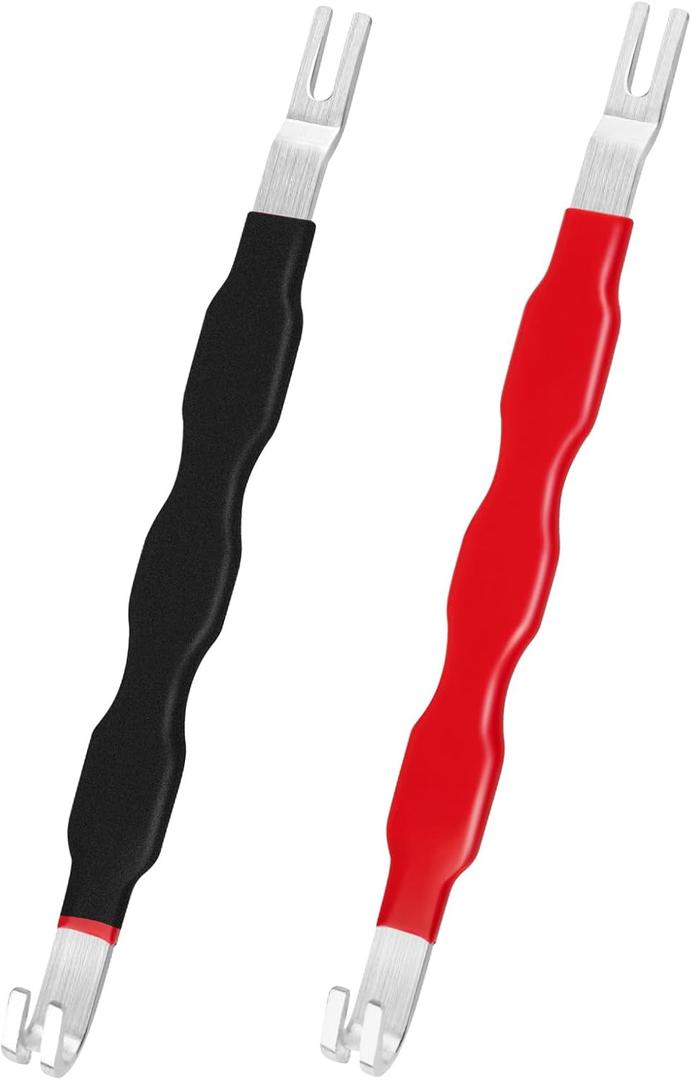 2 x 2 Pcs Automotive Electrical Terminal Connector Separator Removal Tool Remover, Universal for Cars Trucks, Fits Electrical Plugs Fuel Injectors Push Tabs Harness Connectors Tight Areas (Red+Black)