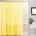 Emerson Canvas Fabric Shower Curtain and 12 Roller Rings (Yellow)