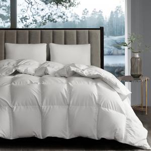 Hotel Grand White Goose Down Fiber Comforter Twin Size - All Season Fluffy Hotel Collection Duvet Insert Twin Medium Warmth Comforter with 1cm Breathable Panel, 68" x 90"