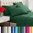 Bare Home Hotel Luxury Queen Sheet Set, Extra Soft - 6 Piece Set - Deep Pockets - Easy Fit - Cooling & Breathable - Wrinkle, Fade, Stain Resistant - Includes 4 Pillowcases (Queen, Forest Green)