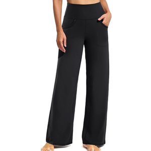 Promover Wide Leg Pants Woman Yoga Pants with Pockets Stretch Loose Casual Lounge Sweatpants Petite/Regular/Tall, Size  L