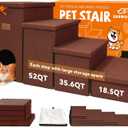 Zerbuger Dog Stairs with Condo 23" H, 4-Step Wider Dog Steps for High Beds Window, Folding Storage Pet Stairs Gift for Small/Medium/Large Old Dogs Cats, Ramp for Climbing Car Hold Up to 200 lbs, Brown