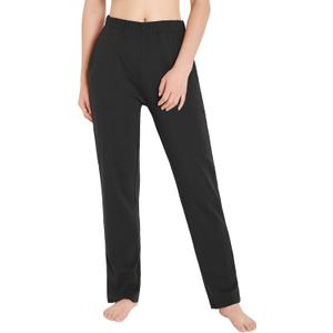 Weintee Women's Cotton Sweatpants Knit Pants with Pockets (Black, S)