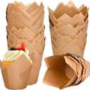 Neyimqr 120 Counts Natural Tulip Cupcake Liners for Baking Cups, Food Grade Parchment Paper Muffin Liners Holders, Standard Tulip Cupcake Liners, Greaseproof Cup Cake Wrappers for Party, Christmas