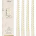 Tobeape Ivory Spiral Taper Candles 10 Inch - 4 Pack Cream Twisted Tapered Candle Sticks - Dripless Unscented Smokeless - Long Burning Decorative Candlesticks for Dinner Wedding Party Table Home Decor