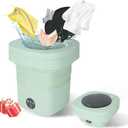 Mini Portable Washing Machine, 9L Foldable Washer with 3 Modes, Ideal for Baby Clothes, Underwear, Socks, Space-Saving Design for Home, Apartment, Hotel, Camping & Travel (Green)