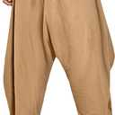 GINGTTO Men's Harem Pants with Pockets Japanese Hippie Joggers for Men Baggy (Brown, XL)