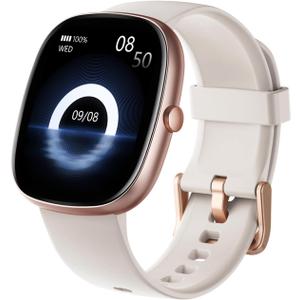 HUAKUA Smart Watches for Women Men Compatible with iPhone/Android Phones Answer/Make Calls, 1,85" HD Fitness Tracker with Heart Rate/Sleep Monitor Pedometer for Walking Running, Waterproof, Starlight