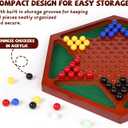 Wooden Chinese Checkers Board Game Set, 13.5 Inch Classic Strategy Game with 72 Acrylic Marbles, 6 Solid Colors with Spare Pieces, Family Tabletop Game for Adults, 2–6 Players