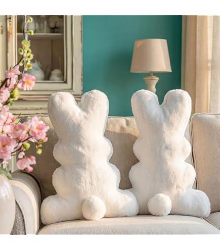 Amyhill 2 Pcs Easter Pillows Bunny Rabbit Shaped Throw Pillows 15.75 Inch Decorative Easter Spring Soft Plush Cushion Gifts for Sofa Couch Bedroom Living Room Home Decorations(Classic Style)