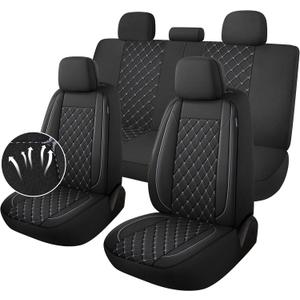 YGL Breathble Car Seat Covers Full Set,Washable Seat Covers for Cars,Premium Cloth Car Seat Protectors,Interior Covers for Cars,Sedan Van Truck SUV(Black/Gray)