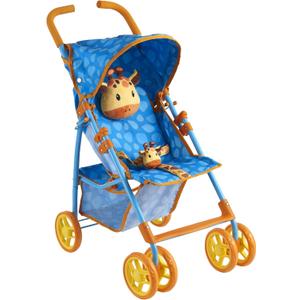 Baby Doll Stroller for Toddlers 3-10, Pillow Animal Toy Baby Stoller for Dolls, Blue Folding Baby Toy Stroller for Dolls, Foldable Stroller for Girls, for Bigger Kids (Giraffe)