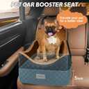 Joejoy Elevated Dog Car Seat for Small/Medium Dogs up to 35 lbs, Memory Foam Booster Seat with Detachable Washable Cover, Travel-Safe Car Bed with Safety Belts & Storage Pockets, Brown