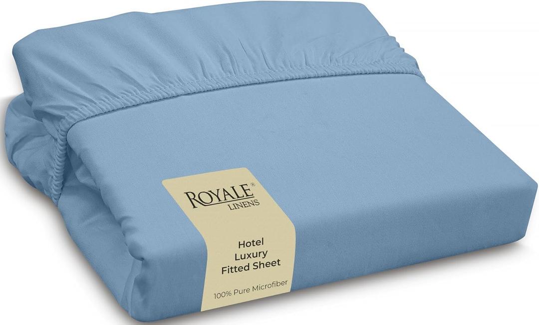 Royale Linens Fitted Sheet California King - Ultra Soft 1800 Brushed Microfiber - Hotel Luxury Bottom Sheets - Wrinkle Free & Fade Resistant - Deep Pocket Fitted Sheet Only (King Cal, Lake Blue)