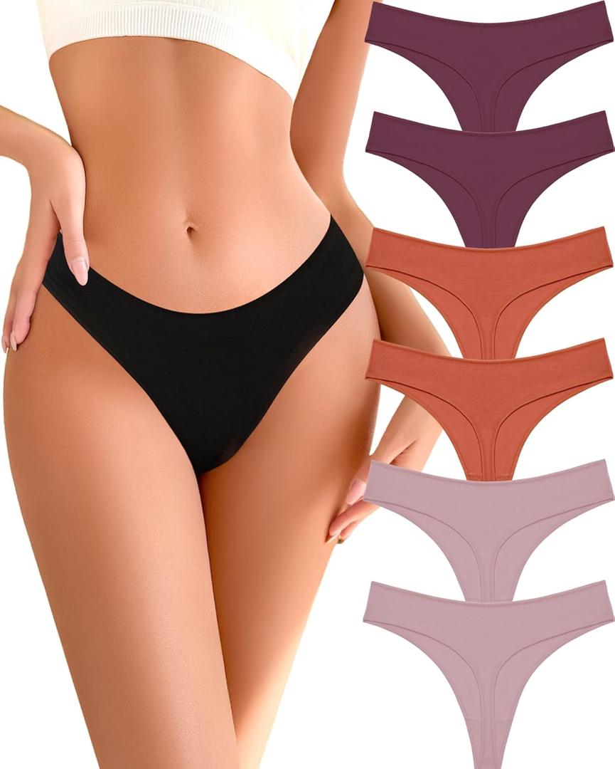 Cotton Underwear for Women Pack Breathable Thongs for Women Sexy Stretch Soft Womens Panties Thong (Large)