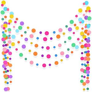 Outus 3 Pieces Colorful Circle Garland Banner Hanging Paper Dot Decorations for Classroom, Birthday Party, Baby Shower, Wedding Backdrop & Photo Booth Graduation Decor (Rainbow)