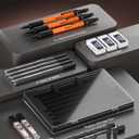 Nicpro 3 PCS 1.3 mm Orange Mechanical Pencils Set with 66 Lead Refill, 3 Eraser - Weatherproof Metal Barrel, Heavy Duty Carpenter Pencil MP2000 for Outdoor Marking Drafting Drawing Woodworking