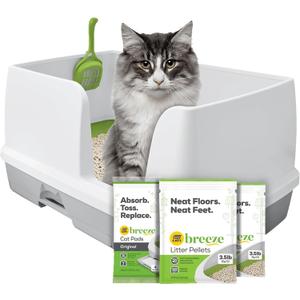Purina Tidy Cats Non Clumping Litter System, Breeze XL All-in-One Odor Control & Easy Clean Multi Cat Box - 18 lb. Box (XL, Gray)